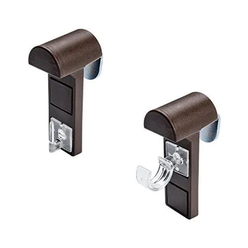 Liedeco Klemmträger für Vitrage- und Caféhausstangen, braun, 2 Stück