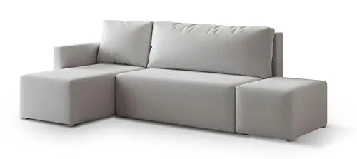Masseno Ecksofa VELOTTI Q L-S mit Schlaffunktion L-Form, Modern Sofa mit Bettkasten, Wohnzimmersofa, Couch, Soffa, Bettsofa, Couchgarnitur - Hellgrau, Quelle 83