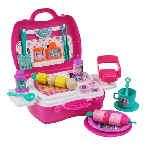 Barbie Glamping- und Grill-Spielset, 20-teiliges Barbie-Spielset, Reise-Tragetasche, Spielen Sie unterwegs, Kinderspielzeug, Rollenspiel, Rollenspiel, Rollenspiel, Rollenspiel, ab 3 Jahren Sinco