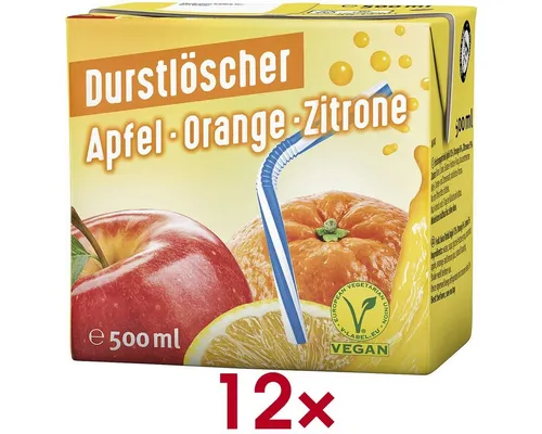 DURSTLOESCHER Softgetränk Apfel-Orange-Zitrone, 12x 500 ml