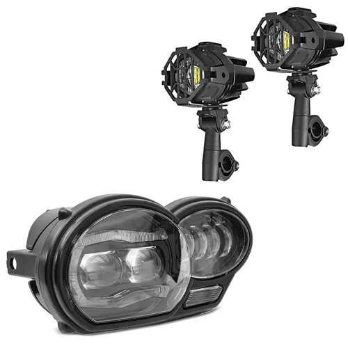 LED Hauptscheinwerfer + Zusatzscheinwerfer für BMW R 1200 GS 04-12 - Hochwertige Scheinwerfer von Lumitecs mit E-Prüfzeichen. Ideal für Motorräder, sorgen für optimale Sichtbarkeit und Sicherheit auf der Straße.