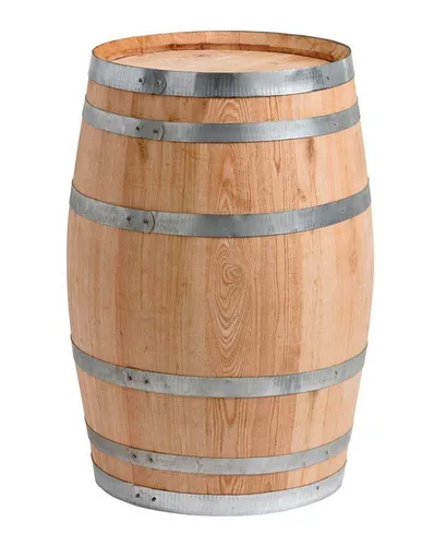 Temesso 100 Liter Holzfass - Weinfass aus Kastanienholz - Stehtisch aus 100l Kastanienholz, unbehandelt und ideal für rustikale Events oder als einzigartiges Möbelstück.