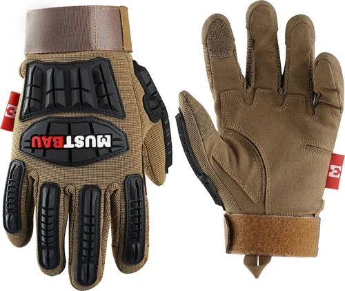 Mustbau Sicherheitshandschuhe - Mechaniker- und Schlaghandschuhe M - Arbeitshandschuhe mit 3D PVC-Schutz für Stoßdämpfung und Touchscreen-Funktionalität. Ideal für Kfz-Reparaturen und Bauarbeiten, langlebig und flexibel für höchsten Komfort.