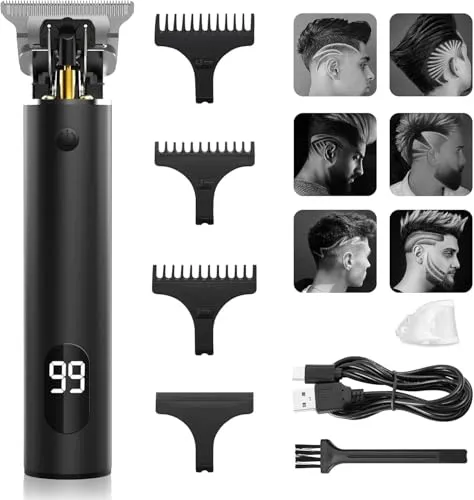 Haarschneidemaschine Profi, Bartschneider Männer Rasierer Herren Elektrisch, Haartrimmer Barttrimmer Konturenschneider Haarschneider Trimmer für Männer mit 4 Kamm und LED Anzeige