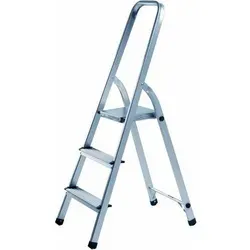 Aluminium Haushaltsleiter 3-stufig 125 cm - Praktische Aluminiumleiter, einseitig begehbar mit rutschfesten Stufen. Ideal für den Alltag, platzsparend zusammenklappbar und sicher in der Anwendung.