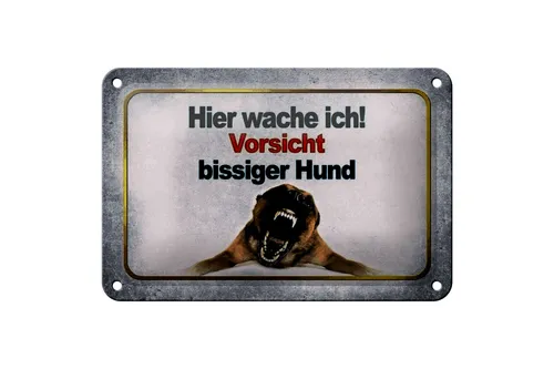 Blechschild Hinweis 18x12cm Vorsicht bissiger Hund Metall Deko Schild