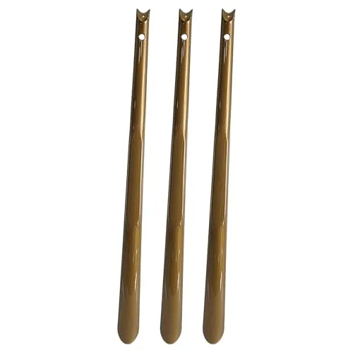 TelMo 3er Set Schuhanzieher, Schuhlöffel Kunststoff ca. 65cm mit Farbauswahl (Gold)