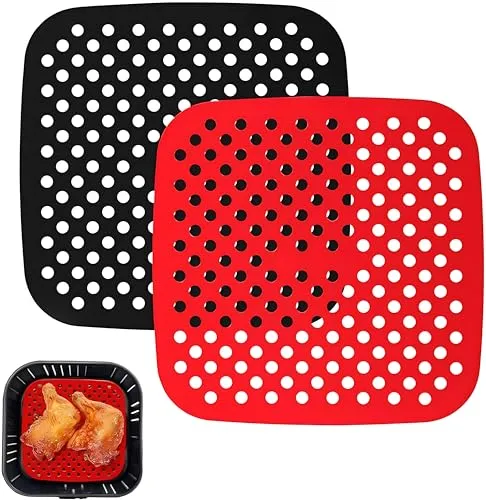 Stück Air Fryer Matten Liners, 8,5 Zoll Air Fryer Matten Liner Wiederverwendbare Luftfritteuse Einsätze, Silikon-Luftfritteusenmatte, Poröse Silikon-Luftfritteusenmatte, Für Zuhause/Restaurant 2