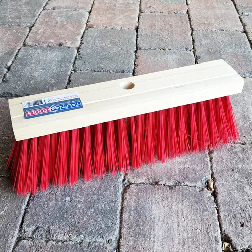 Straßen Besen harte Borsten Kehren Fegen Laub Auffahrt Terrasse 35 cm Rot eckig