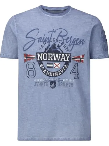 Jan Vanderstorm Herren T-Shirt Helgo | Kurzarm, Rundhals| Reine Baumwolle | Große Größen L-7xl blau, 52/54