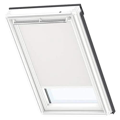 VELUX Original Dachfenster Verdunkelungsrollo mit weißer Führungsschiene, Hellbeige - Seitenzug- & Springrollos, hochwertiges Rollo mit OEKO-TEX zertifiziertem Material für optimale Lichtkontrolle und einfache Montage.