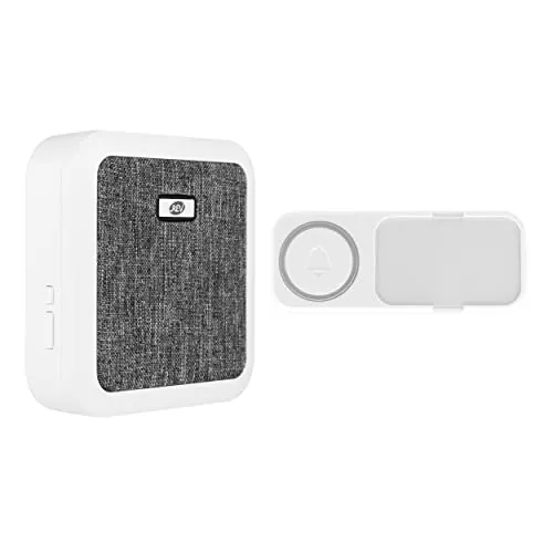 REV Funkklingel Set Orchestra - Drahtloser Türgong mit 90dB - Drahtloses Türglockenset mit 150m Reichweite, 58 Melodien und wassergeschütztem Klingeltaster. Einfach zu montieren und lautstärkeverstellbar – ideal für jedes Zuhause.