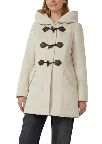 s.Oliver RED LABEL Slim Fit Dufflecoat in Beige Melange, Größe 40 - Eleganter Damen Dufflecoat in schmaler Slim-Fit-Passform mit modernem Melange-Design. Stehkragen mit Kapuze und Kunstfellbesatz bietet angenehmen Schutz. Praktische Taschen für stilvolle Aufbewahrung im Alltag.
