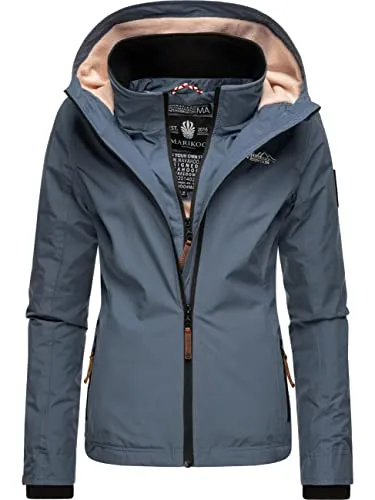 MARIKOO Damen Übergangsjacke mit Fleece-Innenfutter - Funktionsjacke mit kuscheligem Fleece-Innenfutter und großer Kapuze, ideal für wechselhaftes Wetter, sportliche Passform für optimale Bewegungsfreiheit.