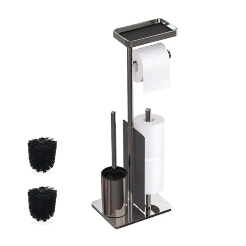 WC-Garnitur Toilettenbutler aus Edelstahl - Toilettenbürstenhalter in elegantem Silber, robust und pflegeleicht, ideal für moderne Badezimmer.