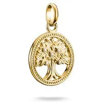 Thomas Sabo Charm Club Connect Charm-Anhänger Tree of Love - Bijouterie: 18k vergoldeter Charm aus recyceltem 925 Silber mit flexibler Tragevariante – ideal zum Mix & Match für kreative Kombinationen.