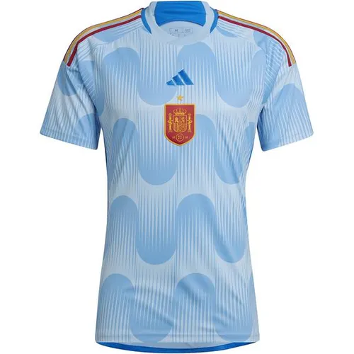 Adidas Spanien Trikot Gr. L Blau Auswärts Fußballtrikot Slim Fit WM 2022 Sport