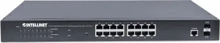 Intellinet 16-Port Gigabit Ethernet PoE+ Web-Managed Switch - Rack Switch mit 16 Ports, ideal für PoE-Anwendungen mit 374 W Budget und aktiver Kühlung für optimale Leistung.
