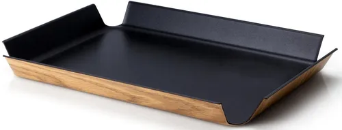 Continenta Rutschfestes Tablett - Modernes Holztablett für stilvolle Präsentationen - Tabletts in stilvollem Schwarz, rutschfest und leicht. Ideal für drinnen und draußen, mit innovativem Design aus Holzpapierfaser für maximale Robustheit.