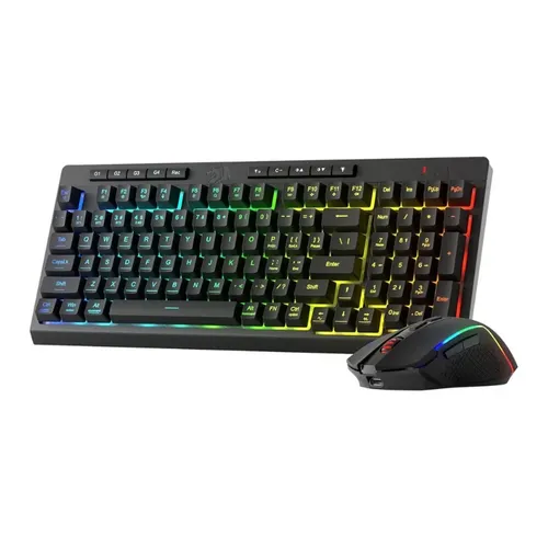 Redragon BS142 Kabellose Gaming-Tastatur und Maus-Kombination - Erleben Sie präzises Gaming mit der RGB-Membrantastatur und der M693 PRO Gaming-Maus. 4 programmierbare Makrotasten und 26 Anti-Ghosting-Tasten garantieren reibungsloses Gameplay.