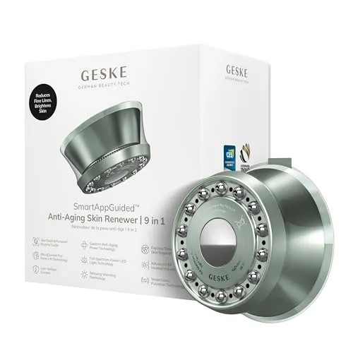 GESKE SmartAppGuided Anti-Aging Skin Renewer | 9 in 1 | Fortschrittliches Anti-Aging | MicroCurrent Facelift | Radiofrequenz Hautstraffung | Hauterneuerung mit Vollspektrum-LED-Licht