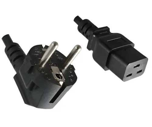 Produktbild DINIC Netzkabel Schukostecker  E+F 90° auf C19 für 16A, 3m