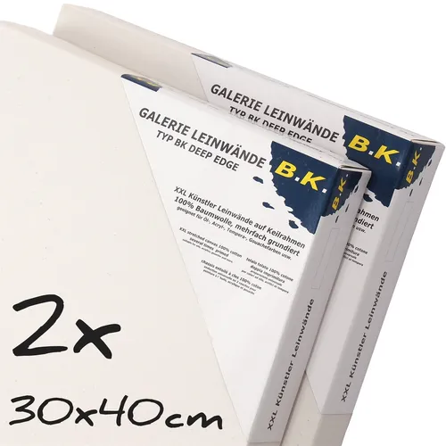 2x BK DEEP EDGE KEILRAHMEN 30x40cm | Leinwände auf extra hohen Keilrahmen 38mm