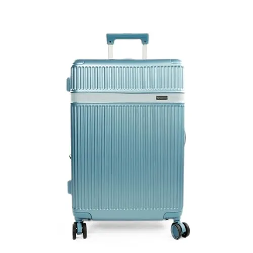 Solier Handgepäckkoffer Hartschale – Kabinenkoffer für Flugzeug mit 4 Rollen, Zahlenschloss und Teleskopgriff – Hardcase Trolley (blau, 20' S)