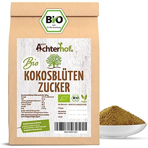 Kokosblütenzucker BIO 500g | schonend erhitzt nicht raffiniert | Zucker aus aufwändiger Handarbeit | aus Indonesien | geschmacksintensive Alternative zum raffinierten Haushaltszucker| vom Achterhof