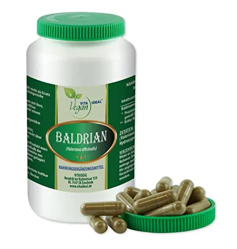 VITA IDEAL Vegan® Baldrian Wurzel 120 Kapseln - Valeriana officinalis - Tagesportion 1000mg Baldrianwurzel reines Pulver. Natürlich, pflanzlich und ohne Zusatzstoffe, original von VITAIDEAL.