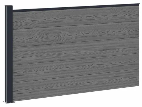 vidaXL Zaunelement WPC und Aluminium Grau, (1-St) - Stylisches Zaunelement aus langlebigem WPC und Aluminium für zuverlässigen Sichtschutz und Sicherheit im Außenbereich. Wetterfest und pflegeleicht – ideal für individuelle Gartenlösungen.