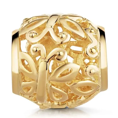 MATERIA Gold Beads Schmetterlinge Element - 925 Silber Beads Gold 14K vergoldet für Beads Armband #1591