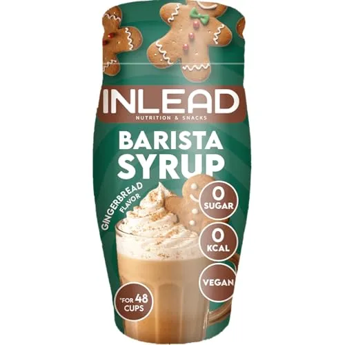 INLEAD - Barista Syrup | Kaffee Sirup für Latte, Cappuccino & Iced Coffee | 0 Zucker & 0 kcal im zubereiteten Getränk | Ergiebiger Geschmack für Hot & Iced Drinks - 65ml (Gingerbread - Lebkuchen)