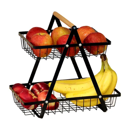 DECCARO Obstkorb Etagere, 2-stöckig, schwarz, mittel