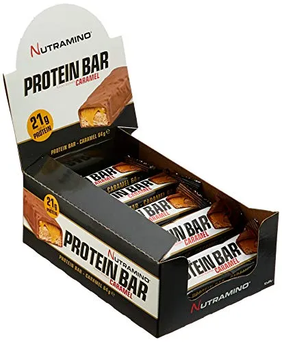 Nutramino Protein bar/Eiweiß Riegel (21g Eiweiß) Caramel EiweißRiegel, 1er Pack (12 x 64g)