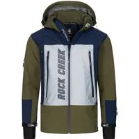 Rock Creek Herren Softshelljacke H-238 Dunkelgrün - Outdoor Softshelljacke für Herren, winddicht und wasserabweisend, ideal für alle Freizeit- und Outdoor-Aktivitäten mit hohem Tragekomfort und abnehmbarer Kapuze.