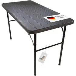 Klapptisch in Holz-Optik 120 x 60 cm - Camping-Möbel: Vielseitiger Klapptisch für drinnen und draußen, platzsparend klappbar und sofort einsatzbereit, ideal für Gartenpartys oder als Beistelltisch.