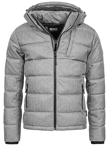 Indicode Herren Hebert Steppjacke in Daunenjacken-Optik | Winterjacke Übergangsjacke Grey Mix, XXL