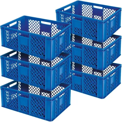 BRB-Lagertechnik Stapelbox 6x Eurobehälter/Bäckerkiste - Stapelbox aus robustem PE-HD, ideal für Lagerung und Transport von Lebensmitteln. Lebensmittelecht, spülmaschinenfest und kälte- sowie hitzebeständig. Hohe Formstabilität und optimale Luftzirkulation.