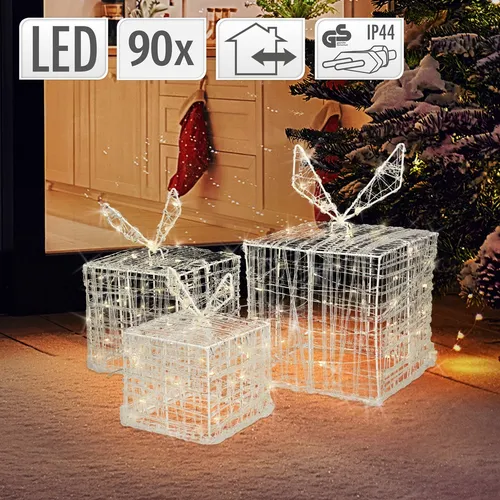 ECD Germany Weihnachtsfigur Geschenkboxen 3er Set in weiß von ECD Germany