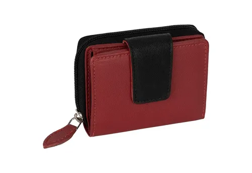 EAAKIE Geldbörse Kleine RFID Damen Geldbörse Kompakt Portemonnaie Mini Damenbörse Leder, Damen Geldbörse klappbar mit Drückknopf