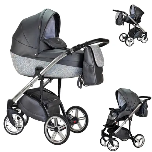 Elcar Kinderwagen-Set 4 in 1 Vip Lux inkl. Sportsitz und Autositz - 12 Teile - Space