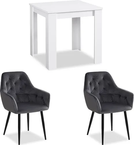 Homestyle4u Essgruppe mit 2 Stühlen Weiß