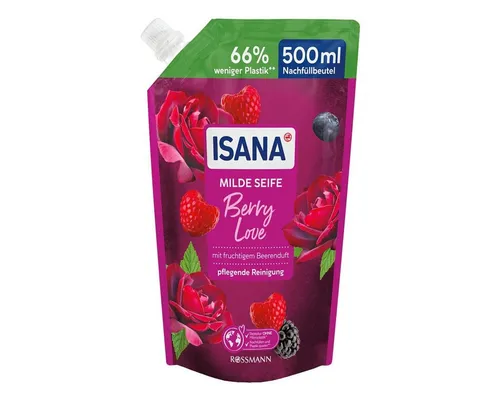 ISANA Flüssigseife Berry Love, Nachfüllbeutel, 500 ml