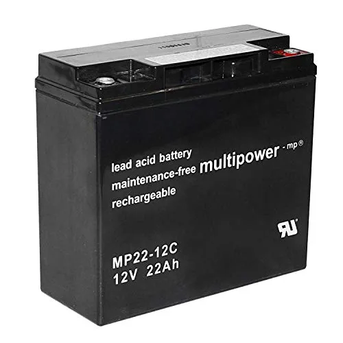 Multipower MP22-12C - 12V 22Ah Blei-Akku, zyklenfest und ideal für Elektrofahrzeuge und Reha-Technik