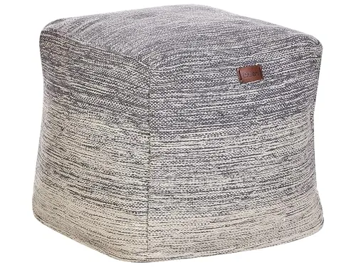 Pouf HIRRI Baumwolle Hellgrau 40 cm - Moderner Pouf aus 100% Baumwolle, perfekt als Sitzgelegenheit oder Fußhocker. Leicht und komfortabel mit Polystyrol-Füllung, passt zu vielen Einrichtungsstilen.
