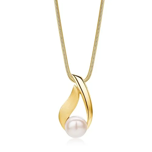 Miore Damen 925 Silber Perlenanhänger 18K vergoldet in gold von MIORE
