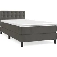 vidaXL Boxspringbett Dunkelgrau 90x200 cm mit Matratze von vidaXL