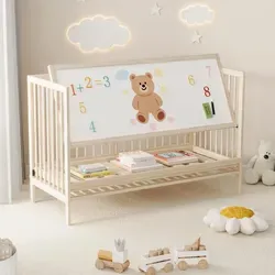 okwish Multifunktions Babybett 120x60 – Umbaubar & Höhenverstellbar aus Massivholz