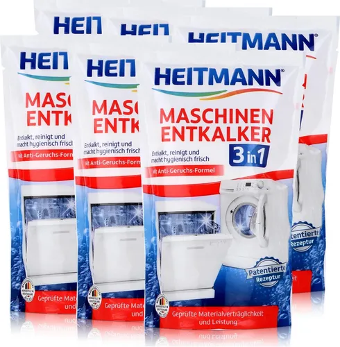 Heitmann Maschinen Entkalker 175g - 6er Pack für Waschmaschinen und Geschirrspüler - Effektiver Entkalker für hygienisch saubere Maschinen, entfernt Kalk und Keime, verlängert die Lebensdauer Ihrer Geräte.